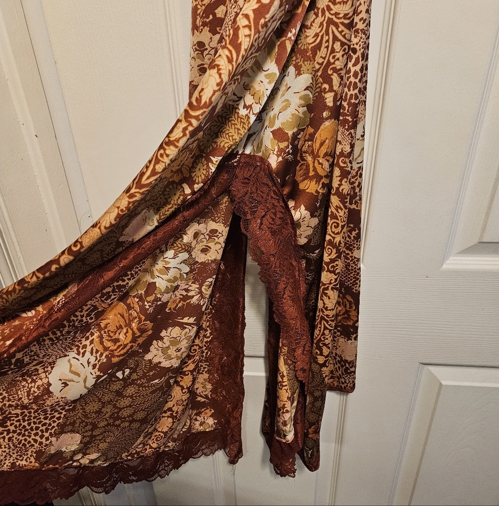 Free People Intimately Right Now Lacy Silky Bohemian Midi Slip